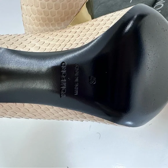 Tom Ford python Beige and Gold Textured Heels - Picture 7 of 7